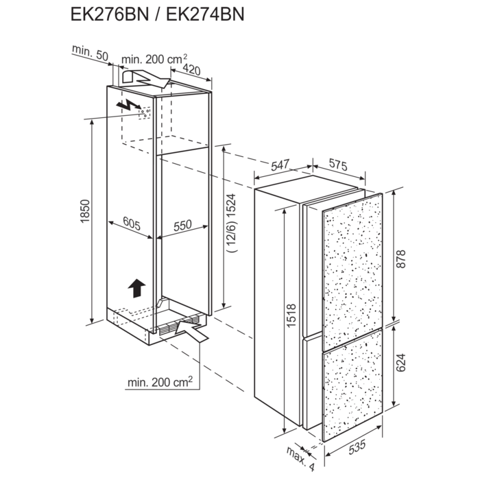 Electrolux - Einbau Kühl- / Gefriergerät - EK276BNRWE
