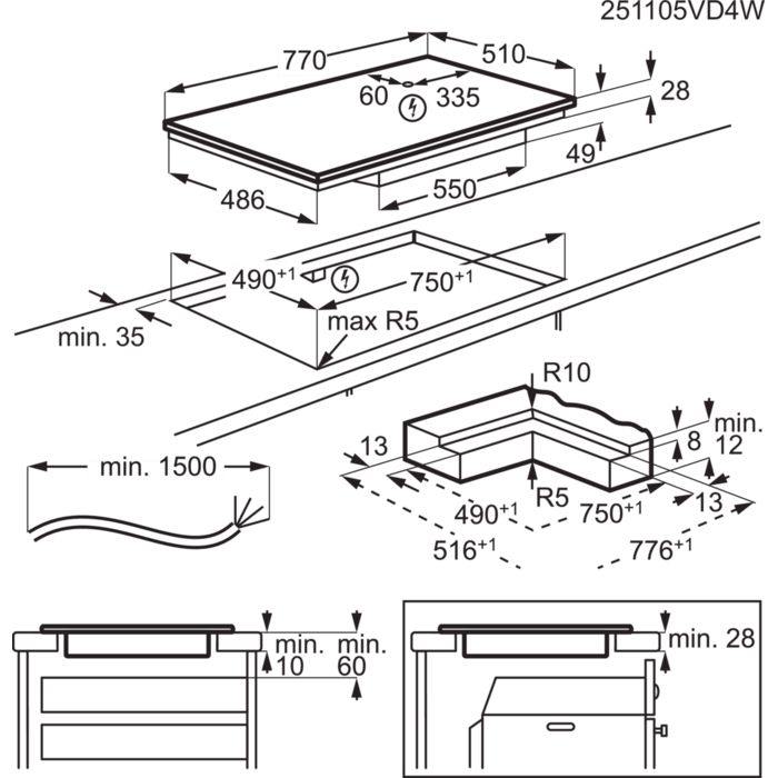 Installation Diagram with product measurements