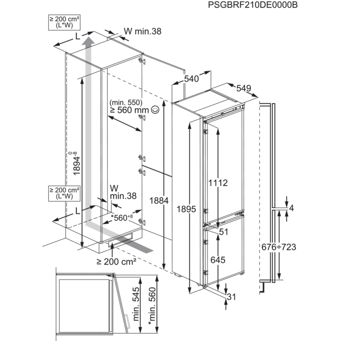 Installation Diagram with product measurements