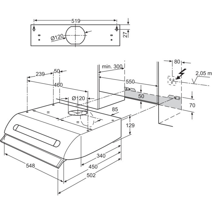 Electrolux - Dunstabzugshaube schwarz - DVK5511SW