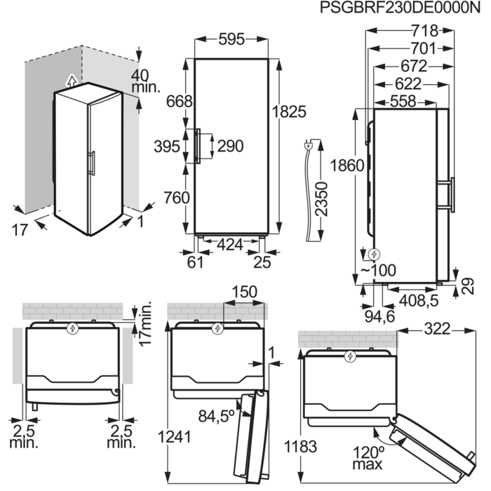 Installation Diagram with product measurements