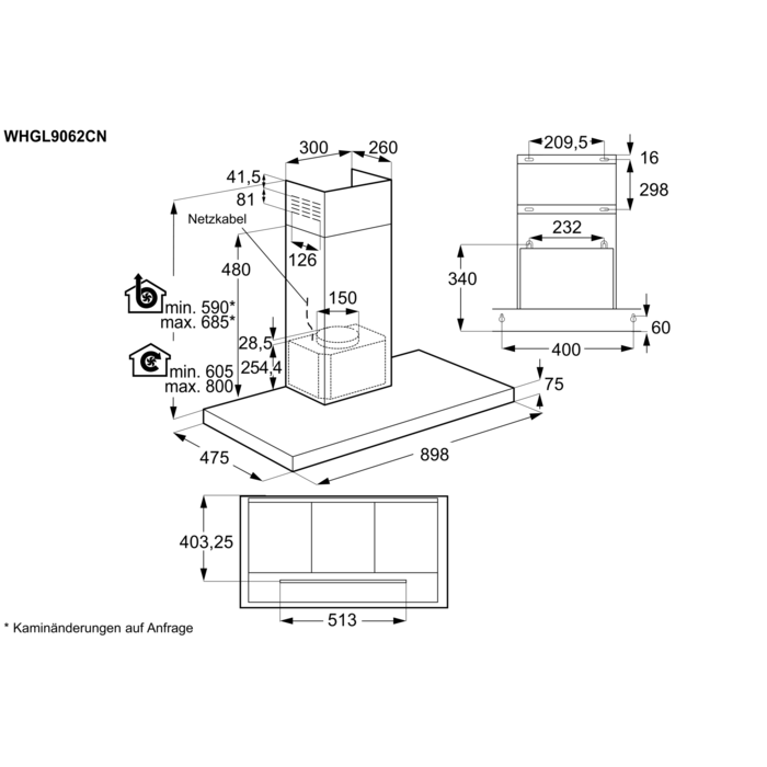 Installation Diagram with product measurements