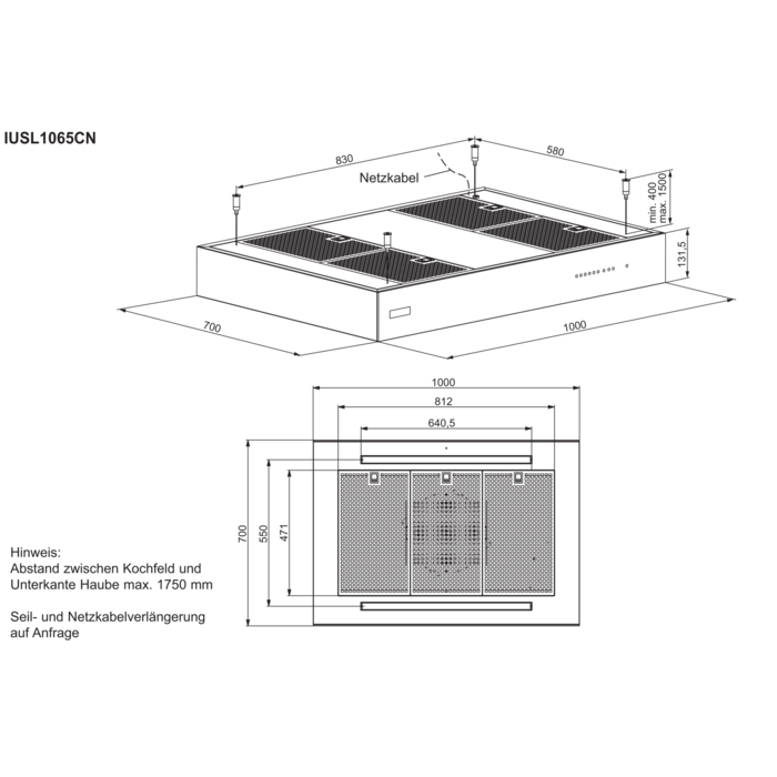 Installation Diagram with product measurements