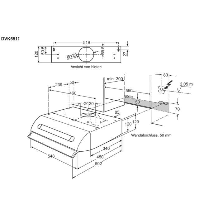 Electrolux - Dunstabzugshaube schwarz - DVK5511SW