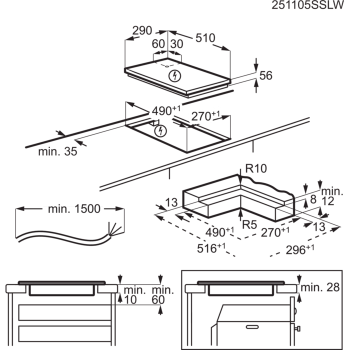 Installation Diagram with product measurements