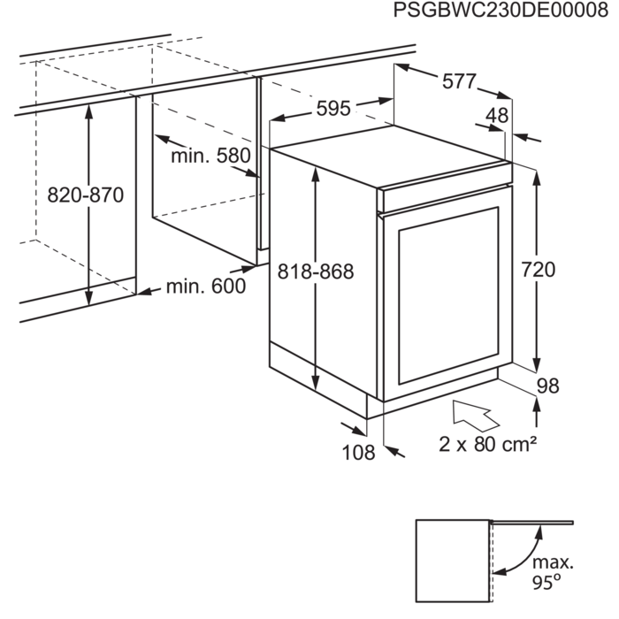 Installation Diagram with product measurements