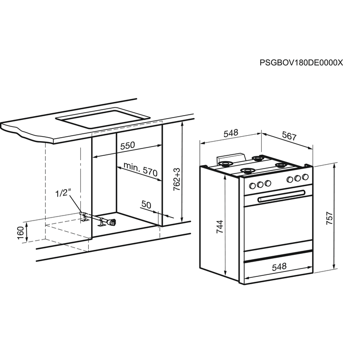 Electrolux - Einbau - Gasherd - GHL246SW