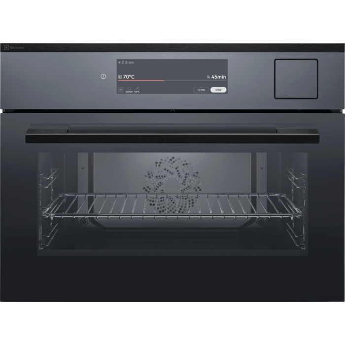 Einbaubackofen Compact EURO Steam Multifunktions-Ofen Schwarz Spiegel