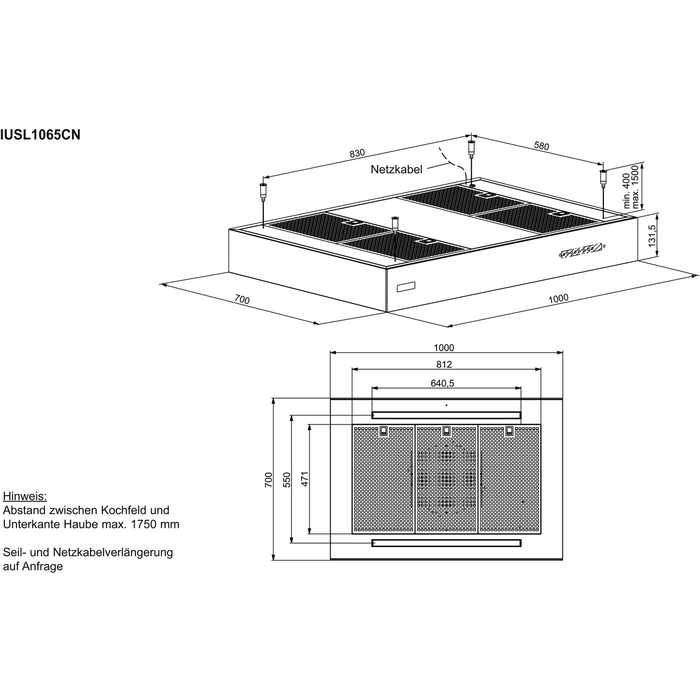 Installation Diagram with product measurements