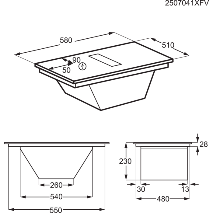 Installation Diagram with product measurements