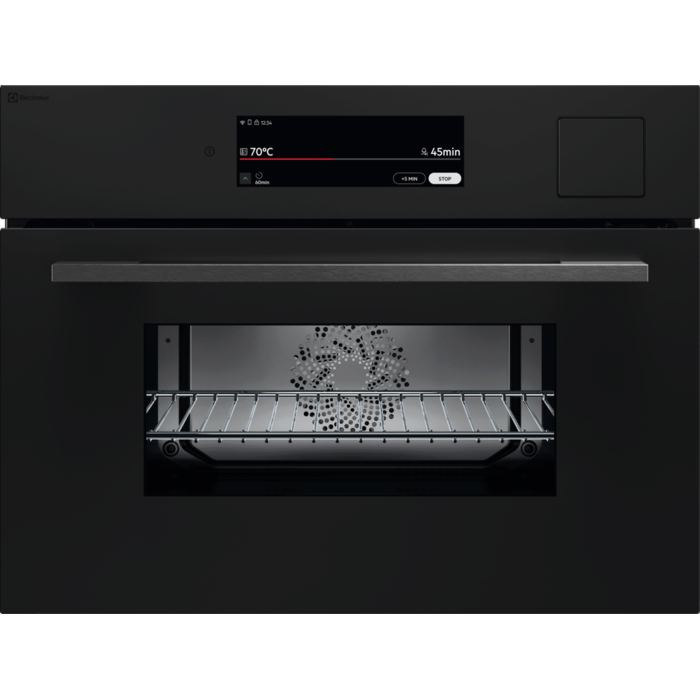 Einbaubackofen Compact EURO Steam Multifunktions-Ofen Matt Schwarz