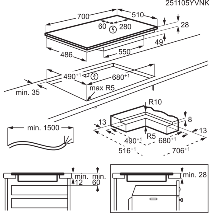 Installation Diagram with product measurements