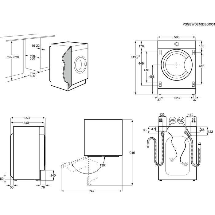 Installation Diagram with product measurements