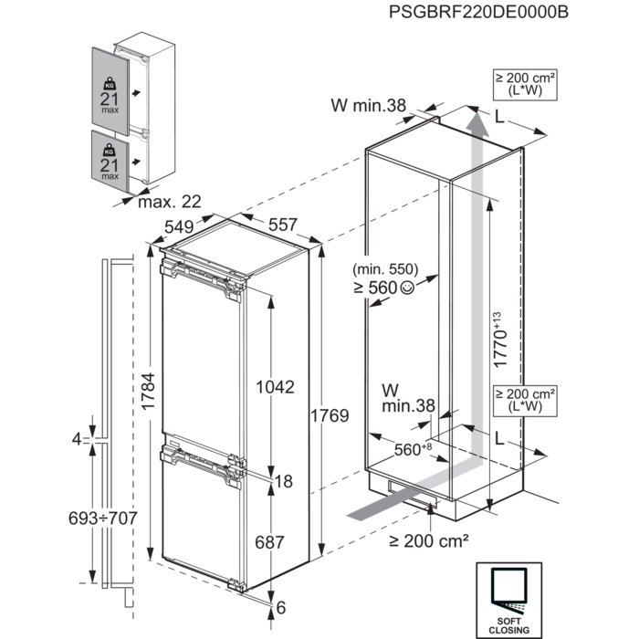 Installation Diagram with product measurements