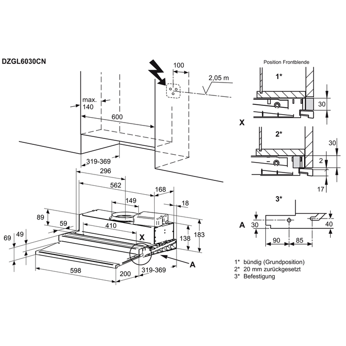 Electrolux - Dunstabzugshaube 60 cm - DZGL6030CN