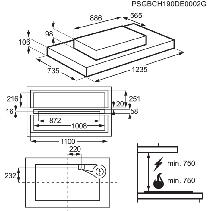 Installation Diagram with product measurements