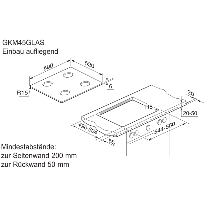 Electrolux - Gaskochfeld - GKM45GLAS