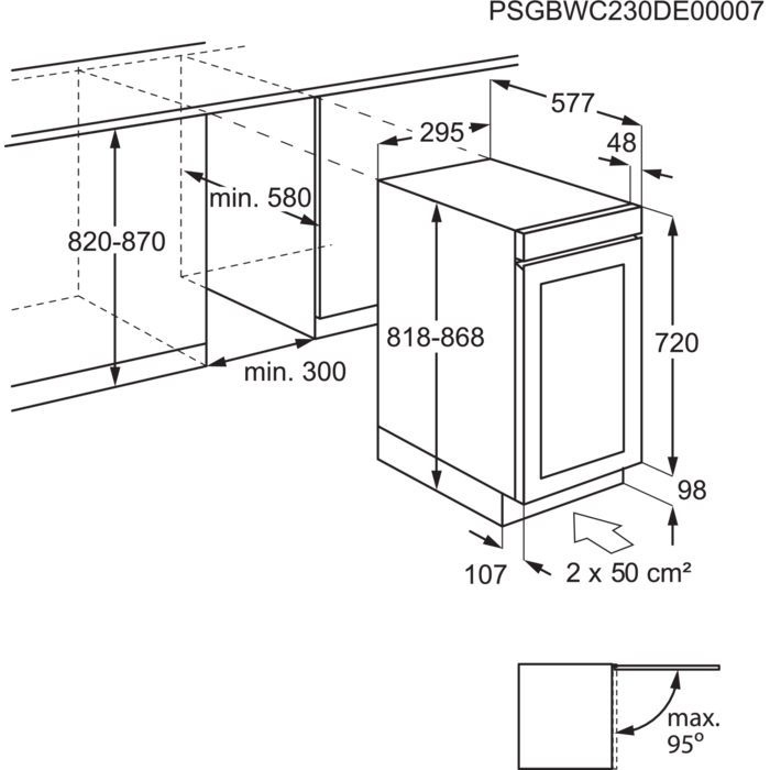 Installation Diagram with product measurements
