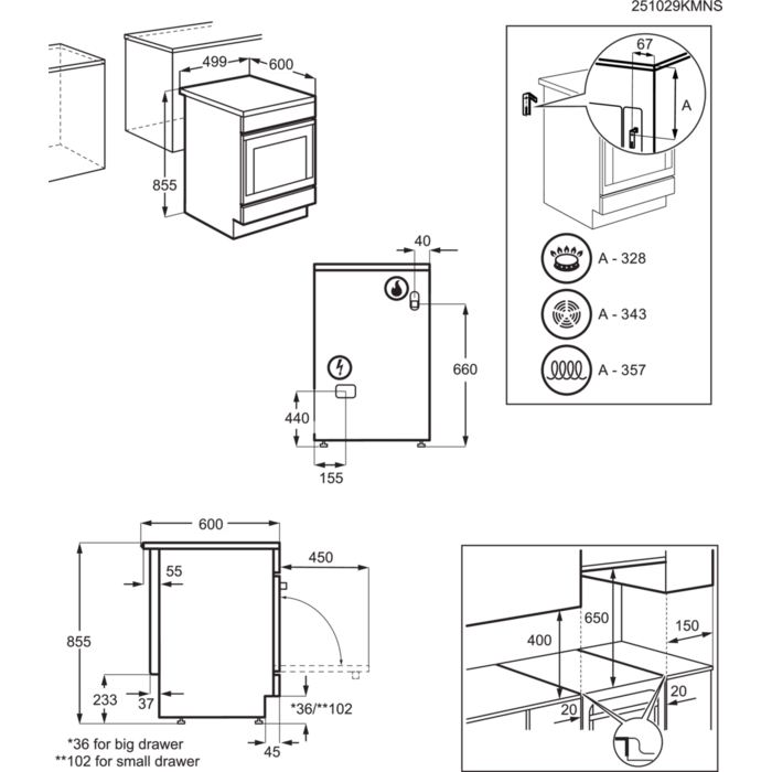 Installation Diagram with product measurements