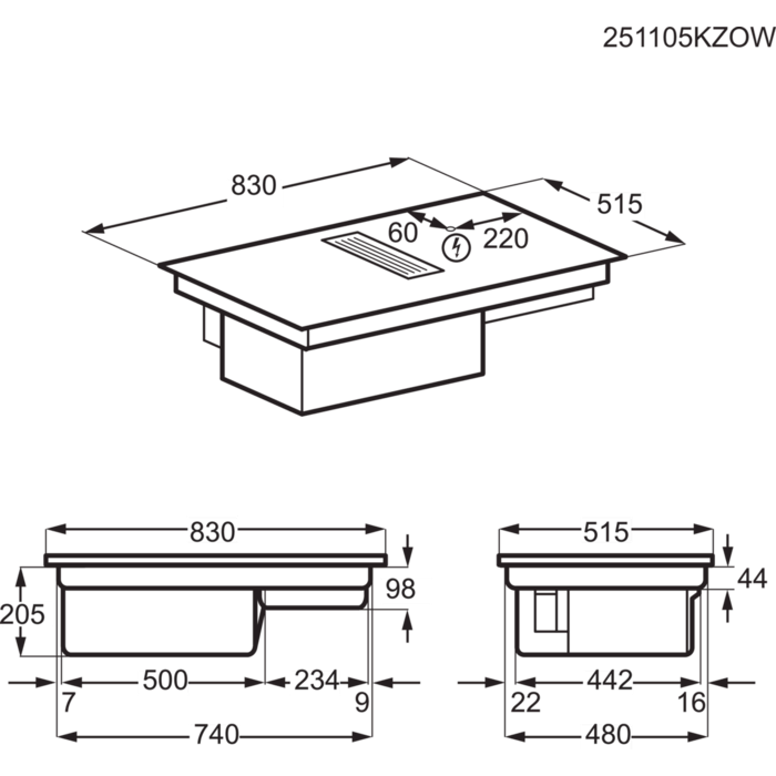 Installation Diagram with product measurements