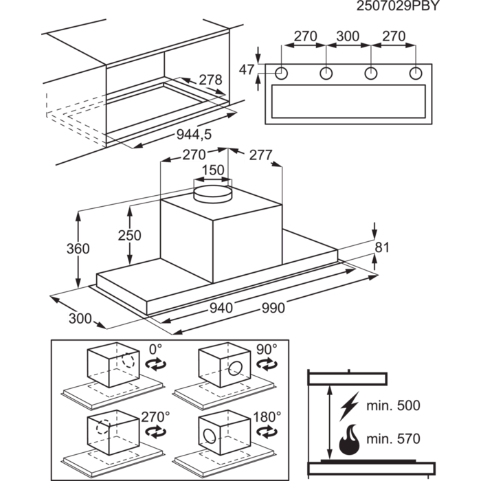 Installation Diagram with product measurements