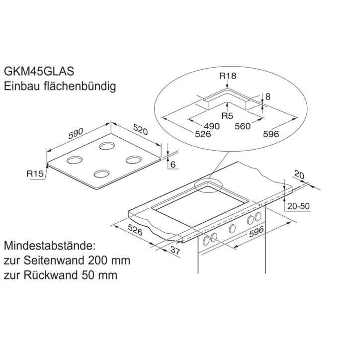 Electrolux - Gaskochfeld - GKM45GLAS