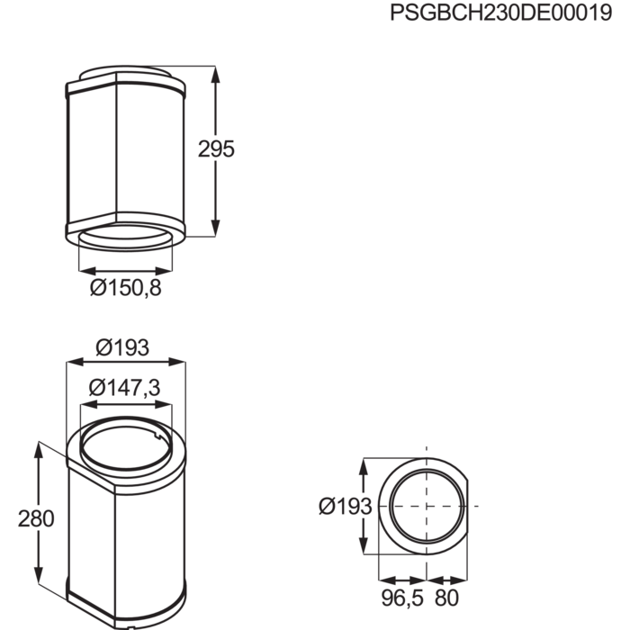 Installation Diagram with product measurements