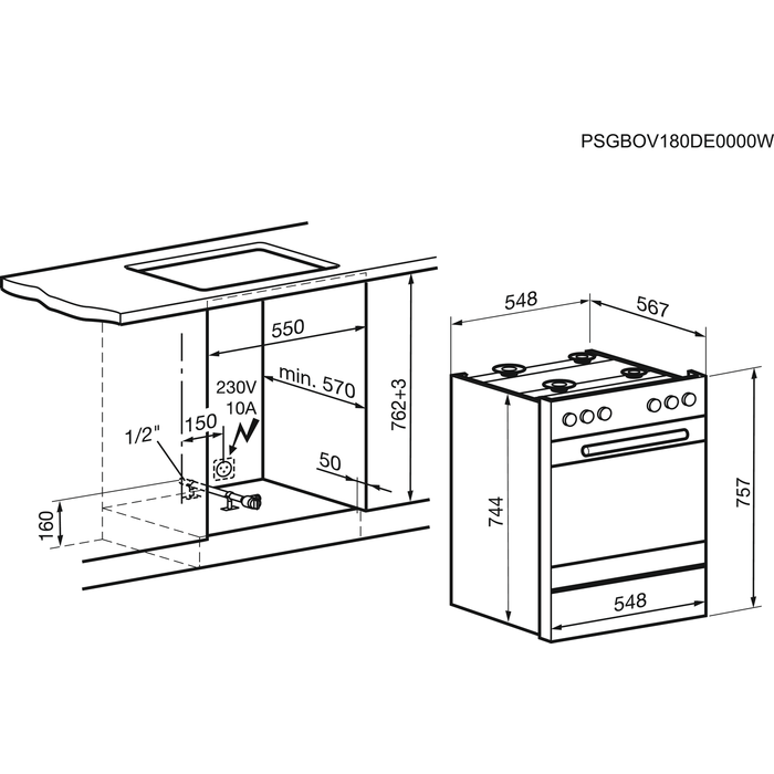 Electrolux - Einbau - Gasherd - GHL346SW