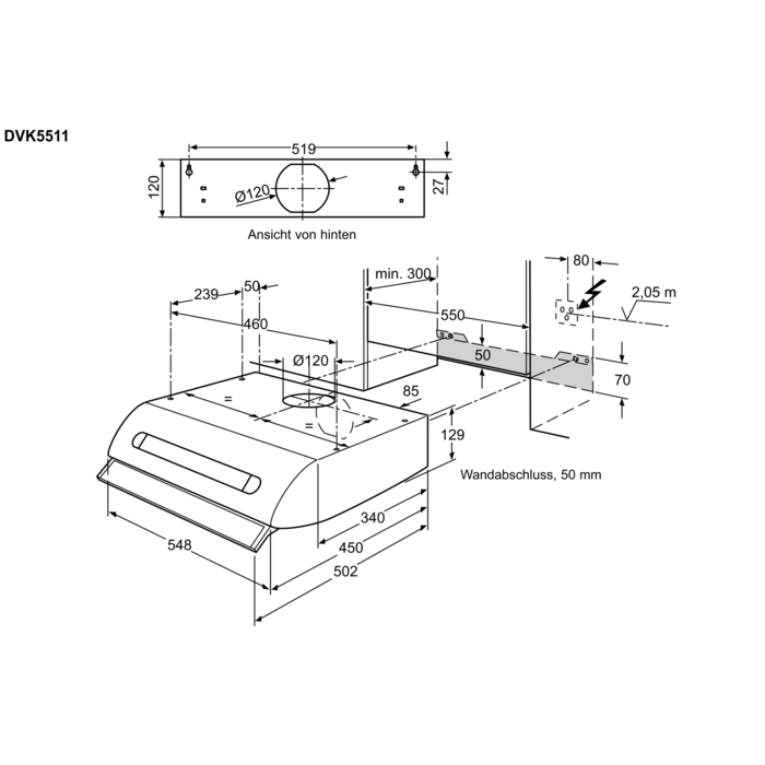 Electrolux - Dunstabzugshaube schwarz - DVK5511SW