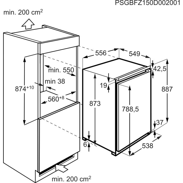 Installation Diagram with product measurements