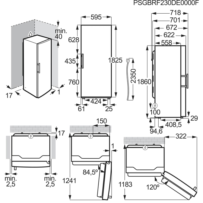 Installation Diagram with product measurements