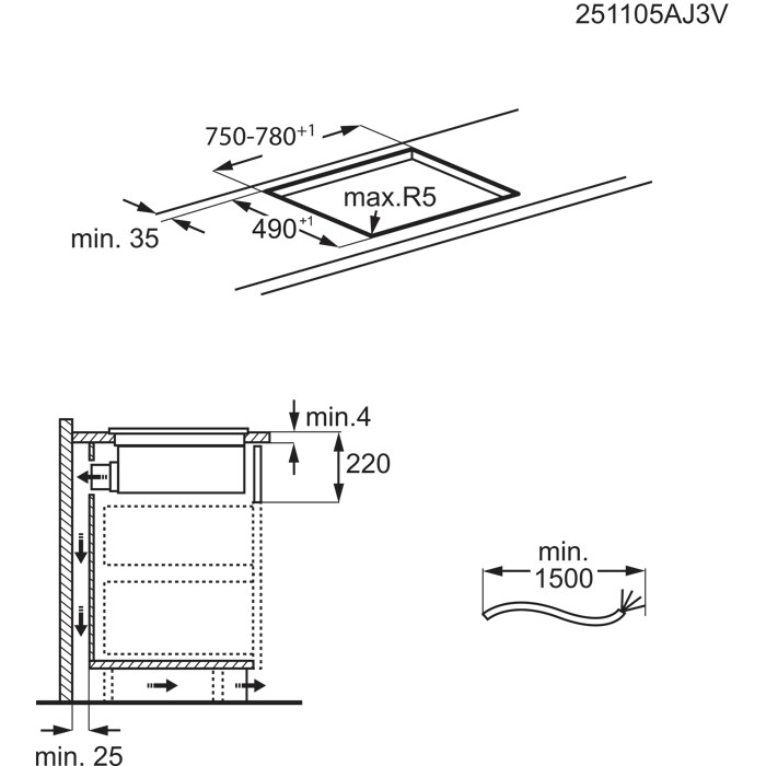 Installation Diagram with product measurements