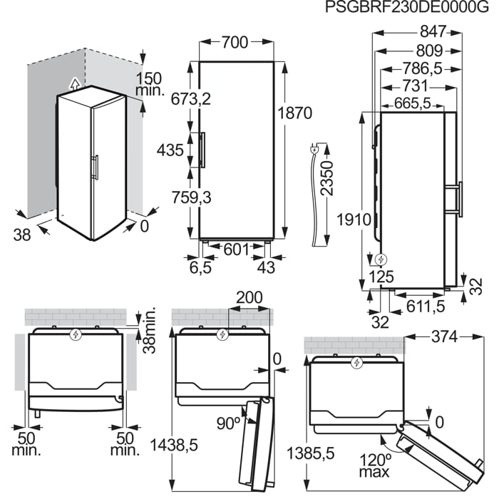 Installation Diagram with product measurements