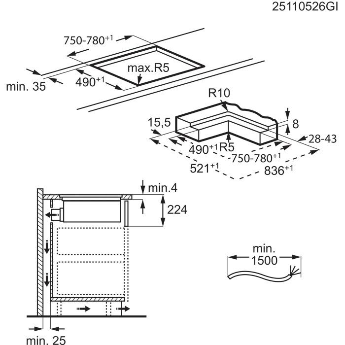 Installation Diagram with product measurements