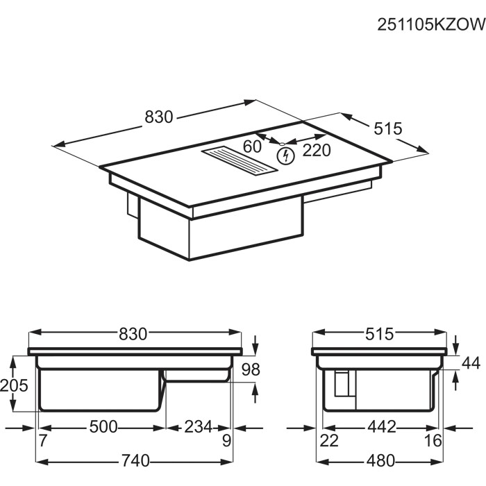 Installation Diagram with product measurements