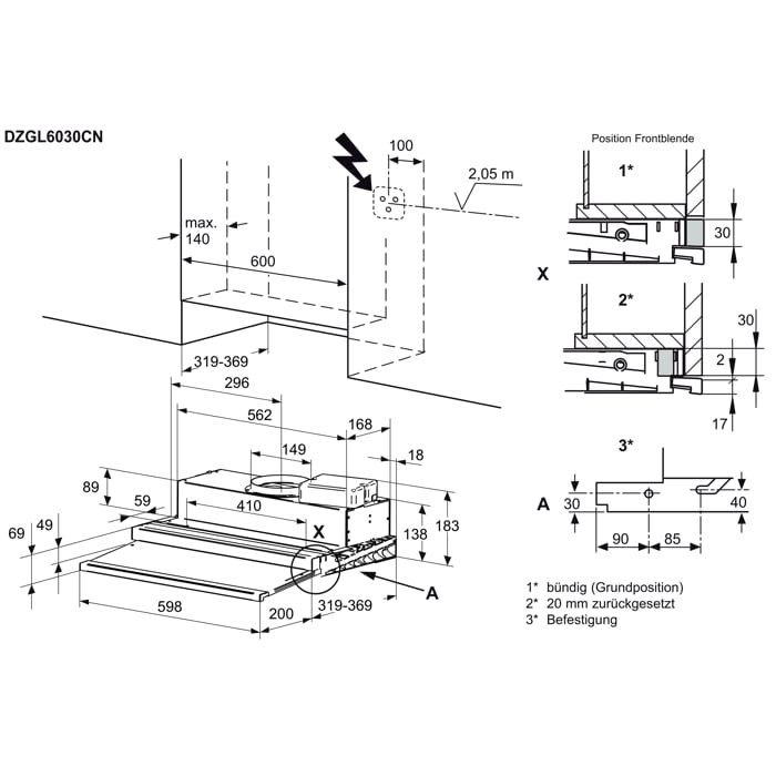 Installation Diagram with product measurements