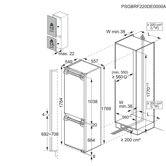 Installation Diagram with product measurements
