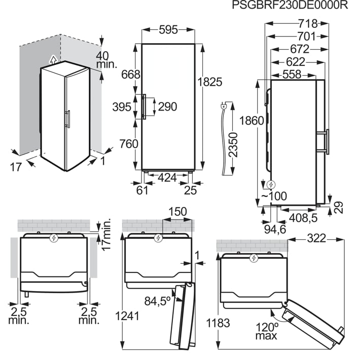 Installation Diagram with product measurements