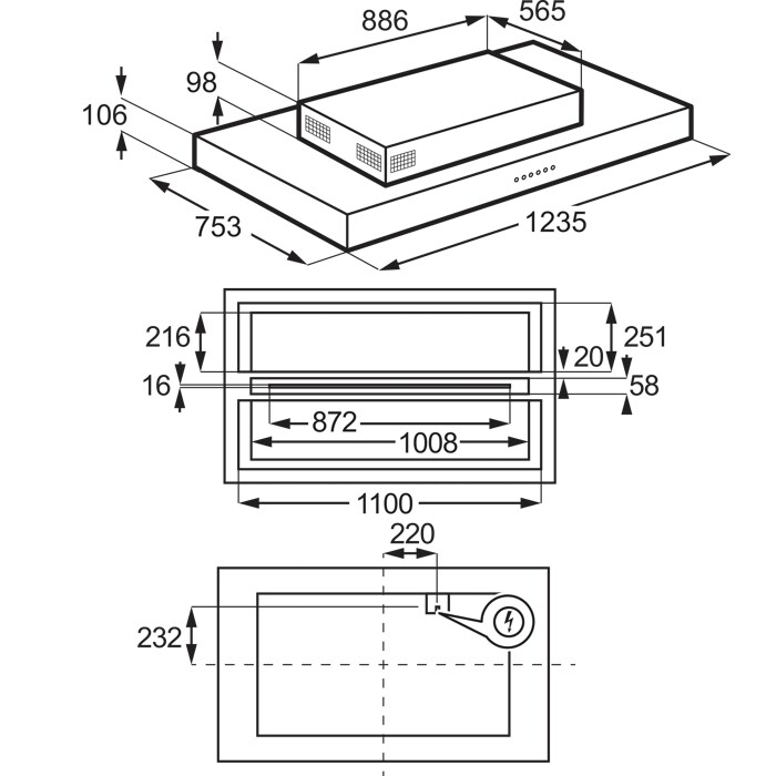 Installation Diagram with product measurements