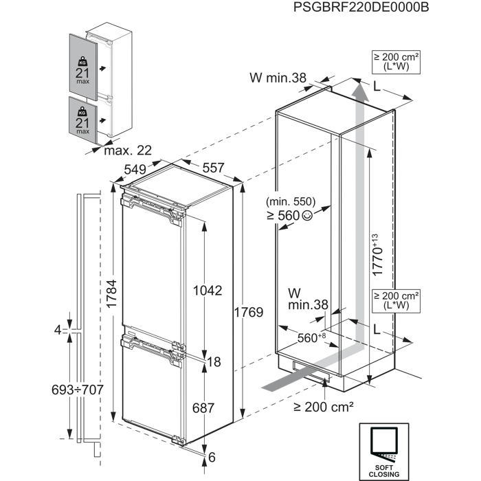 Installation Diagram with product measurements
