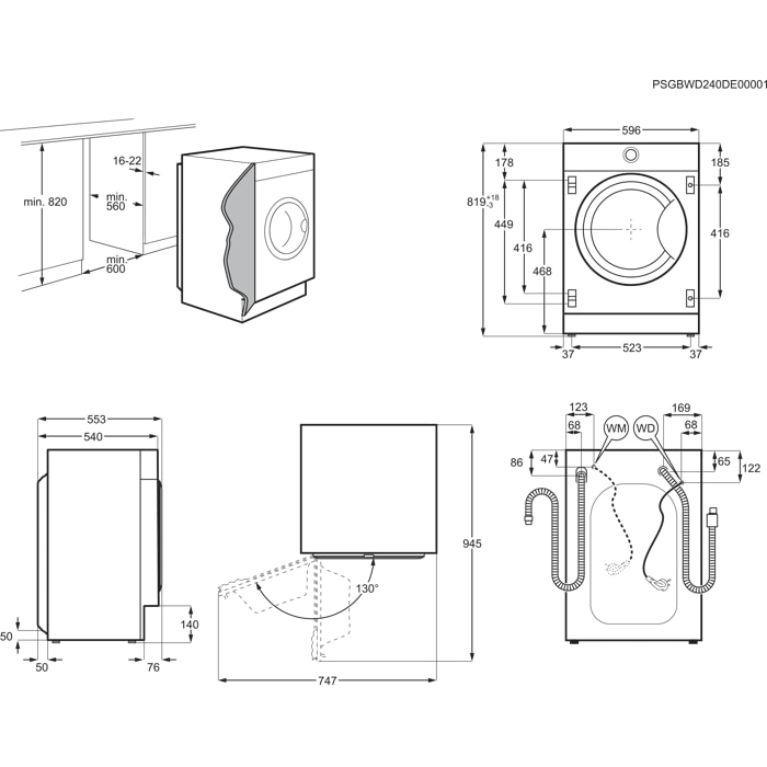 Installation Diagram with product measurements