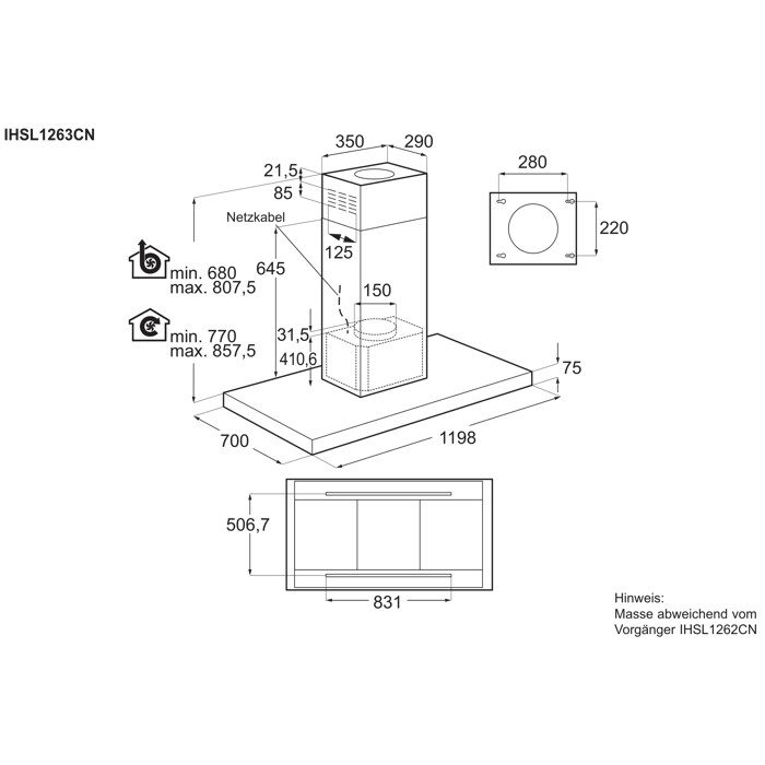 Installation Diagram with product measurements