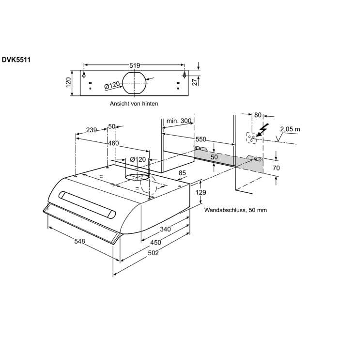 Installation Diagram with product measurements