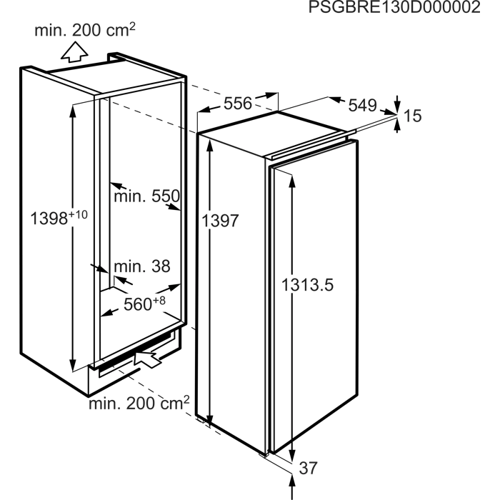 Installation Diagram with product measurements