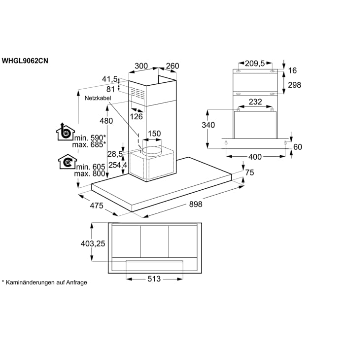 Installation Diagram with product measurements