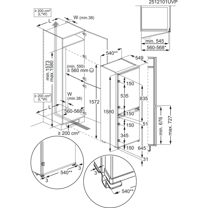 Installation Diagram with product measurements