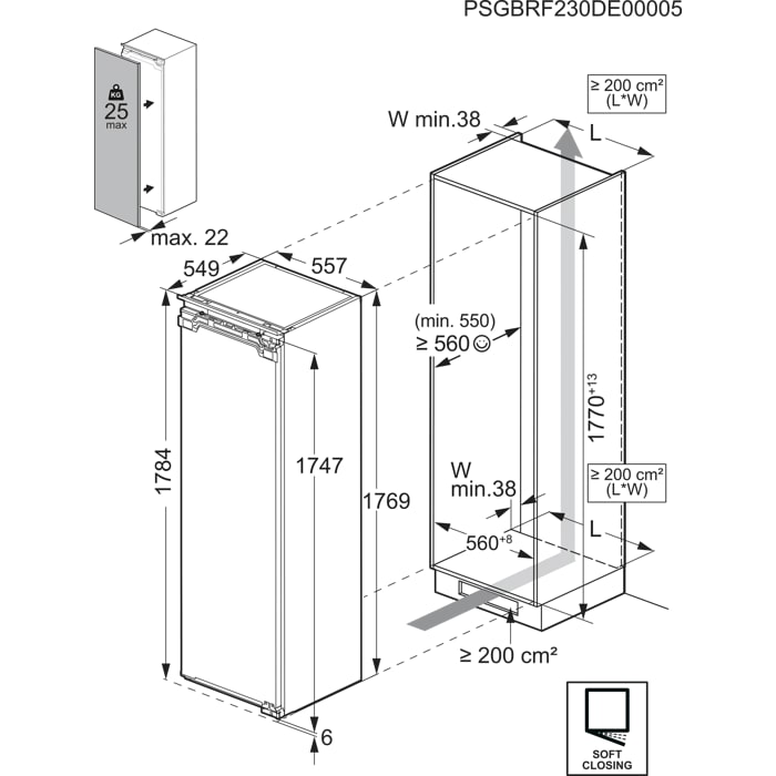 Installation Diagram with product measurements