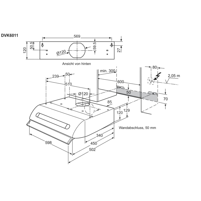 Installation Diagram with product measurements
