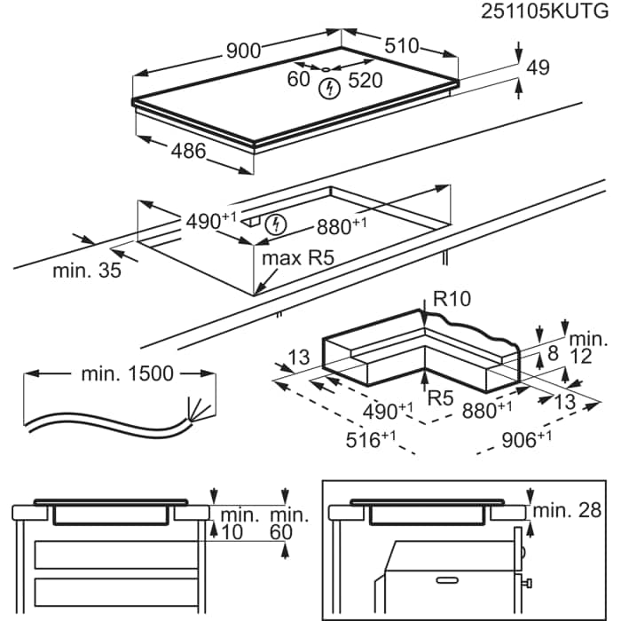Installation Diagram with product measurements