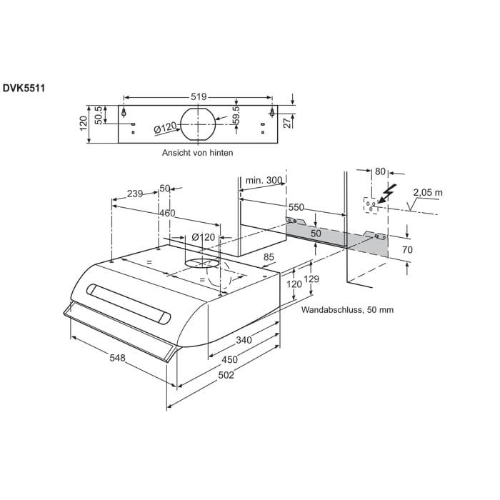 Installation Diagram with product measurements
